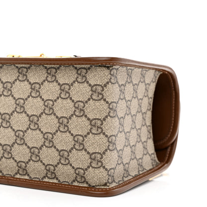 Gucci GG Supreme Monogram Azalea Calfskin Mini Horsebit 1955 Foldover Top Handle Bag Beige Ebony Brown Sugar 10 of 10