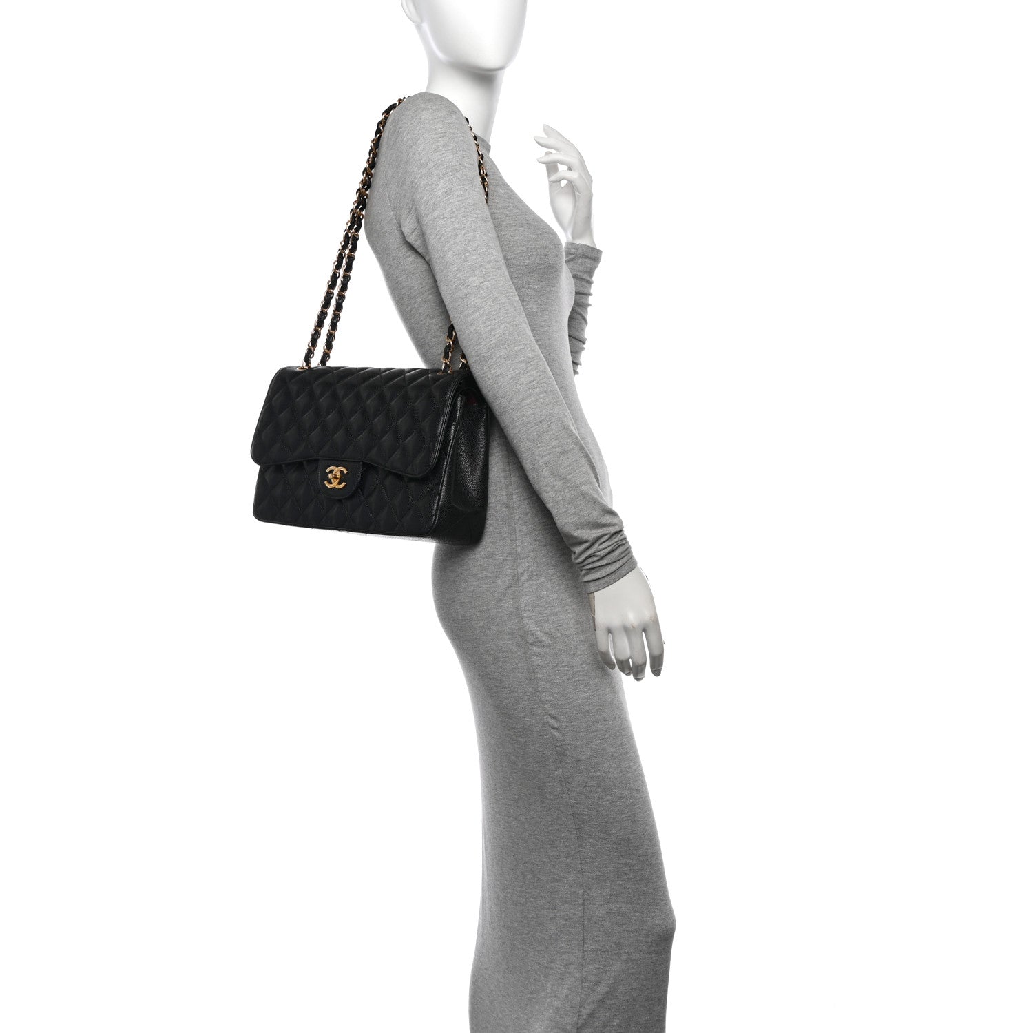 Chanel Caviar Quilted Jumbo Double Flap Black 2 of 12