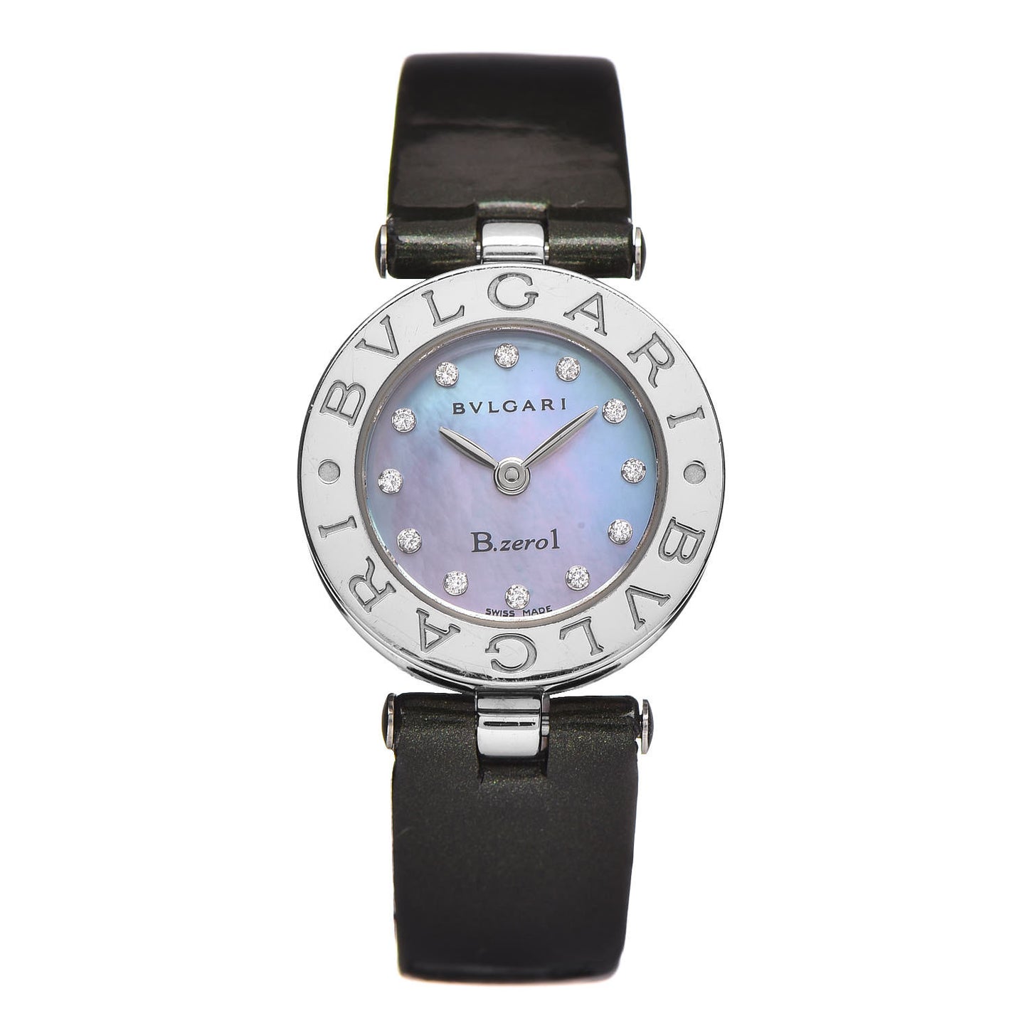 Stainless Steel Calfskin Diamond Blue Mother of Pearl 22mm B.Zero1 Quartz Watch