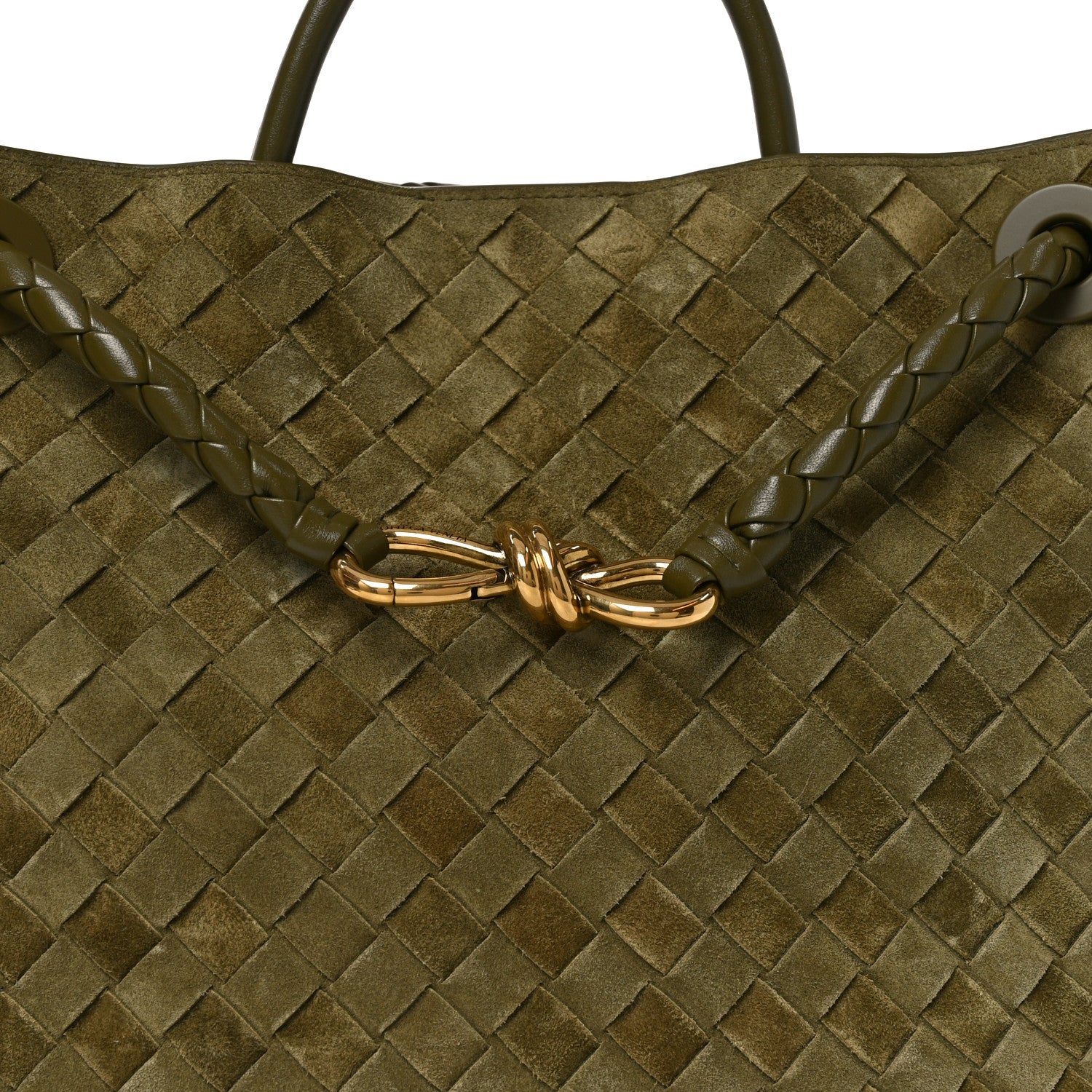 Bottega Veneta Suede Intrecciato Medium Andiamo Shoulder Bag Mud 7 of 9