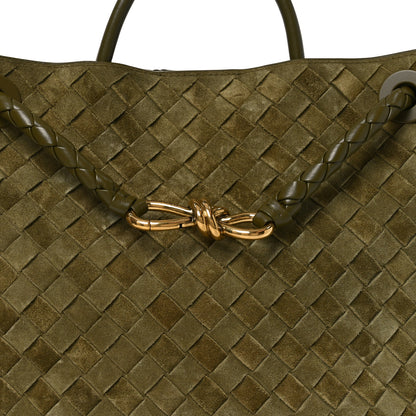 Bottega Veneta Suede Intrecciato Medium Andiamo Shoulder Bag Mud 7 of 9