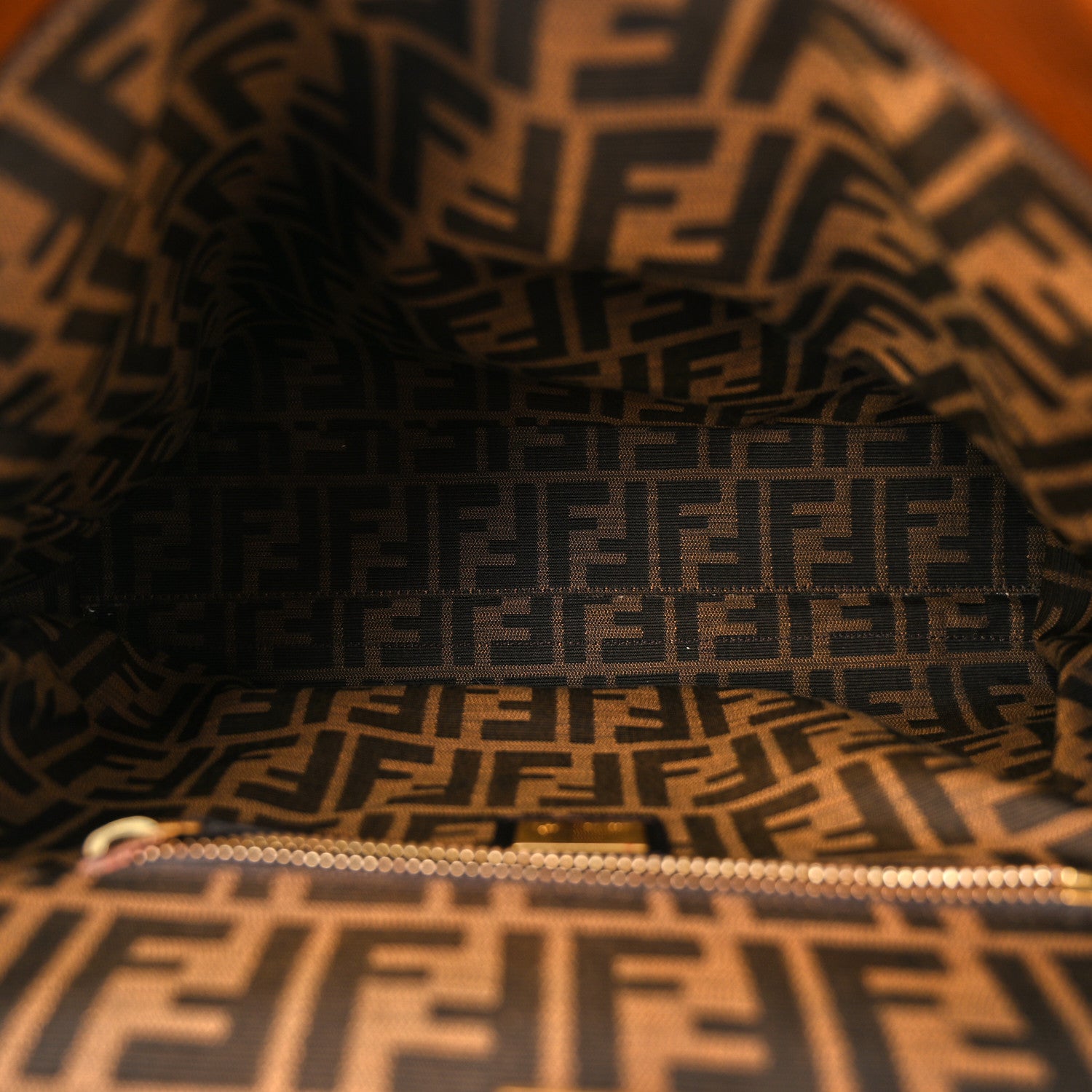 Fendi Goatskin Zucca Large Peekaboo Iconic Satchel Cuoio Tobacco Moro 6 of 13