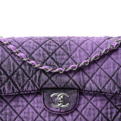 Chanel Denim Quilted Denimpression Flap Purple Black 10 of 10