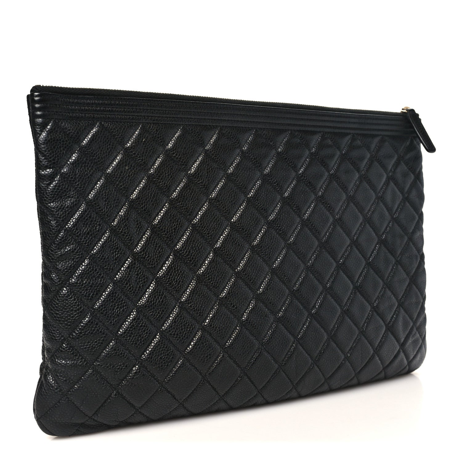 Chanel Caviar Quilted Large Boy Cosmetic Case Black Black 3 of 8
