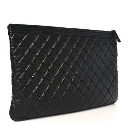 Chanel Caviar Quilted Large Boy Cosmetic Case Black Black 3 of 8