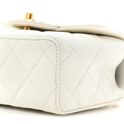 Chanel Lambskin Handle Crush Top Handle Flap Bag White 8 of 9