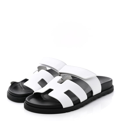 Hermes Calfskin Womens Chypre Sandals 37.5 White 3 of 9