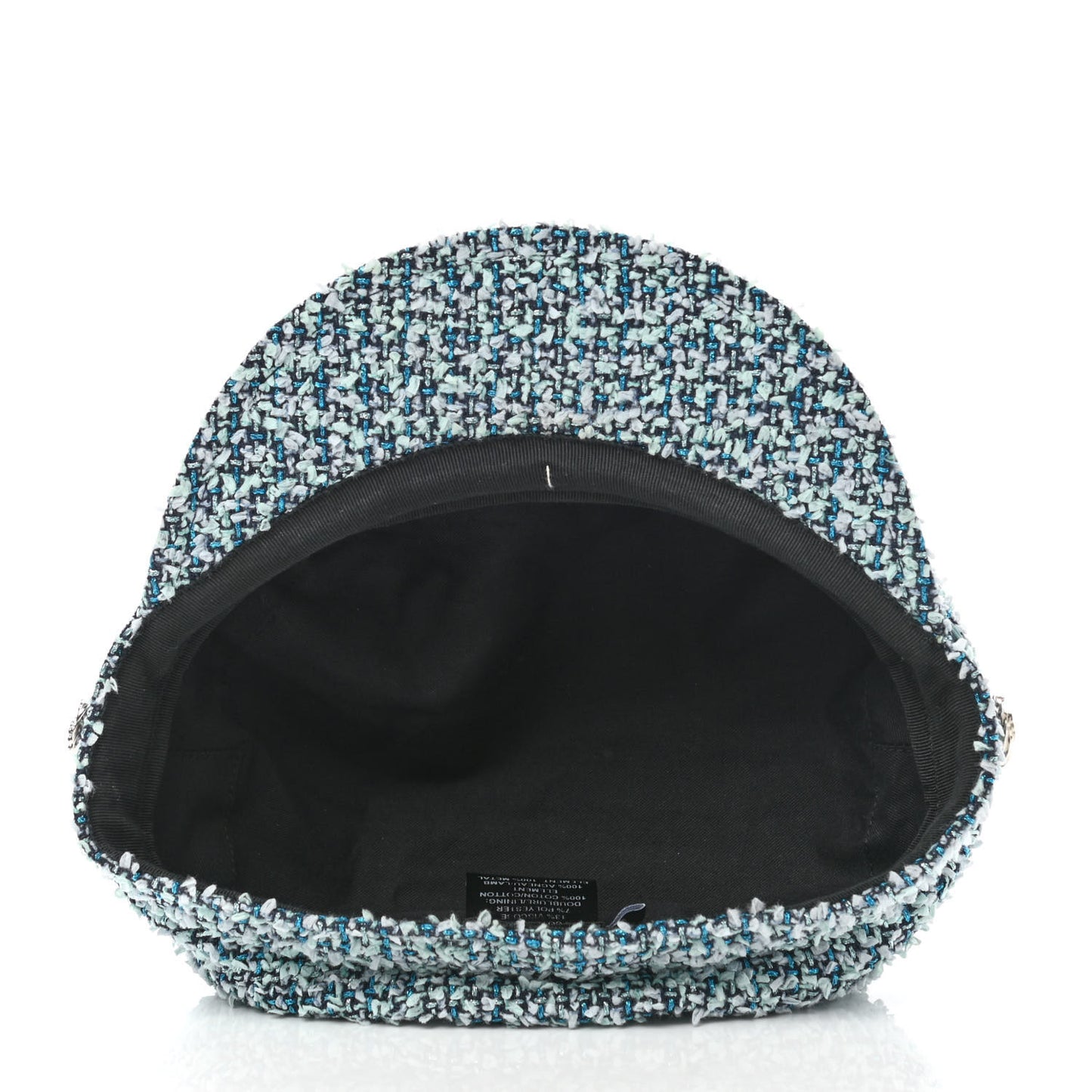 Metallic Tweed Lambskin CC Cap M Black Blue Multicolor
