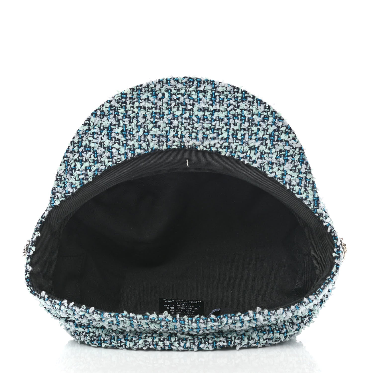 Chanel Metallic Tweed Lambskin CC Cap M Black Blue Multicolor 7 of 9