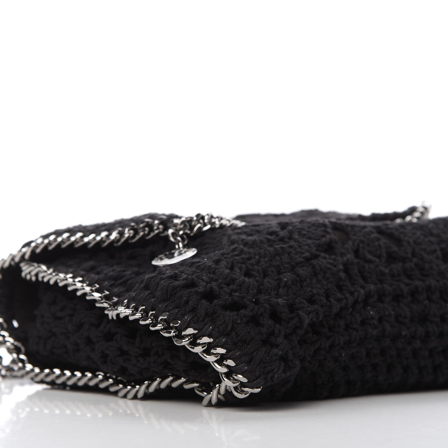 Cotton Crochet Falabella Ajouree Tote Bag Black