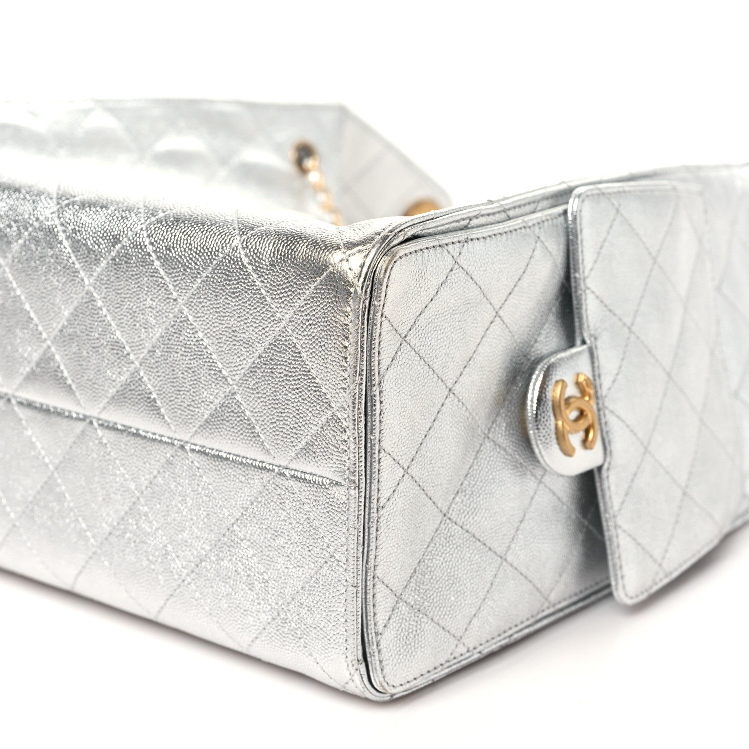 Chanel Metallic Caviar Quilted Medium Chanel 25 Handbag Silver
