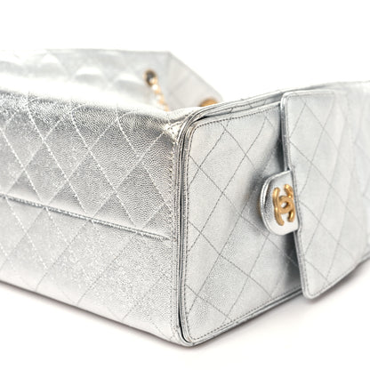 Chanel Metallic Caviar Quilted Medium Chanel 25 Handbag Silver 11 of 12