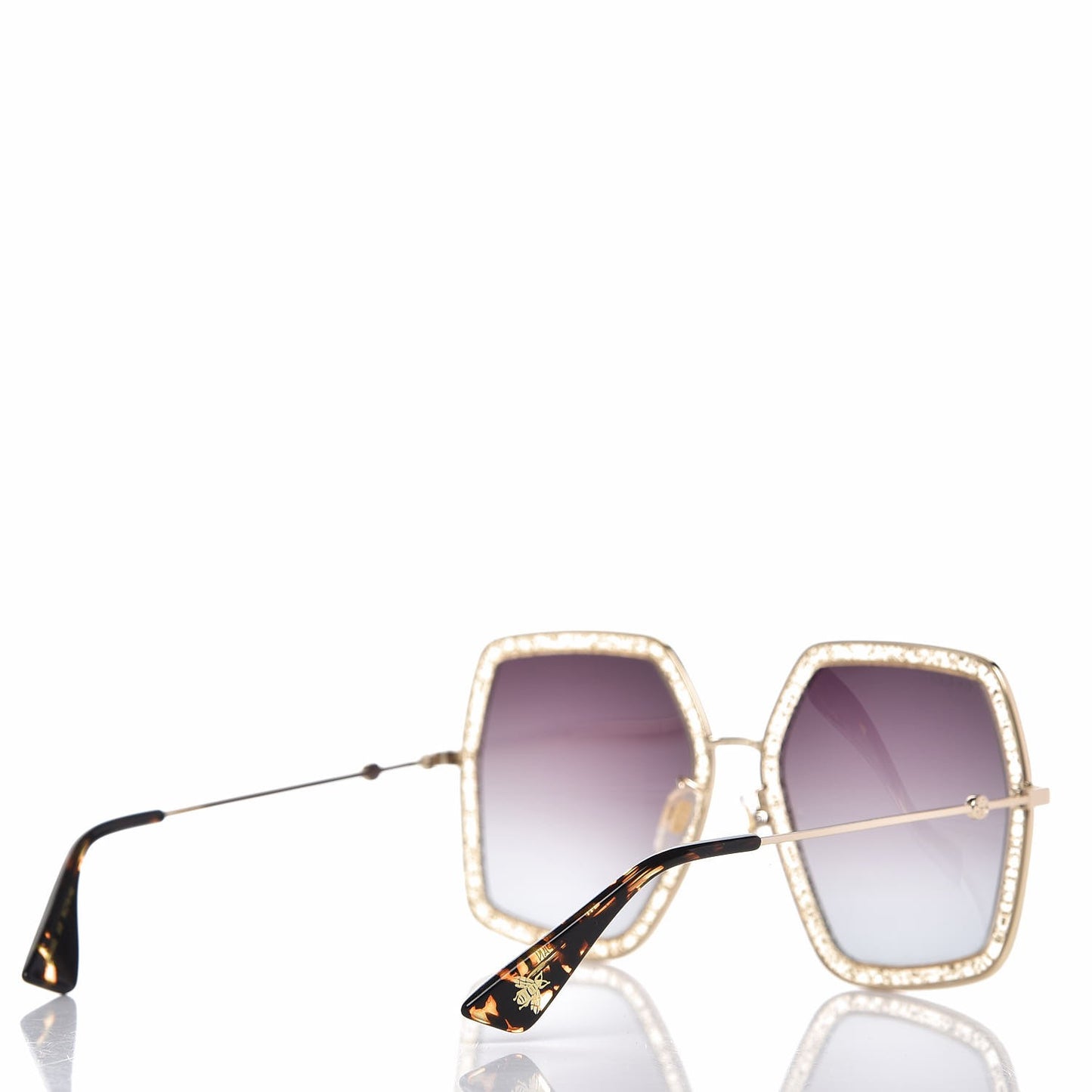 Glitter Acetate Oversize Square Frame Sunglasses GG0106S Gold