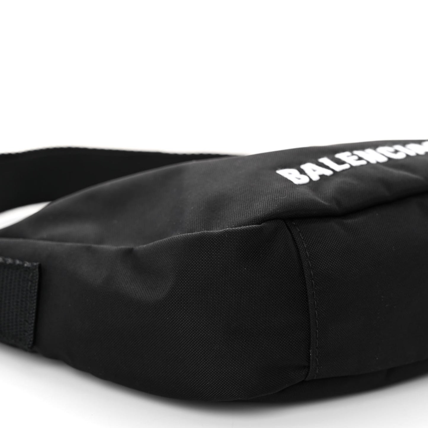 Recycled Sport Nylon Logo Embroidered Wheel Sling Bag Black White