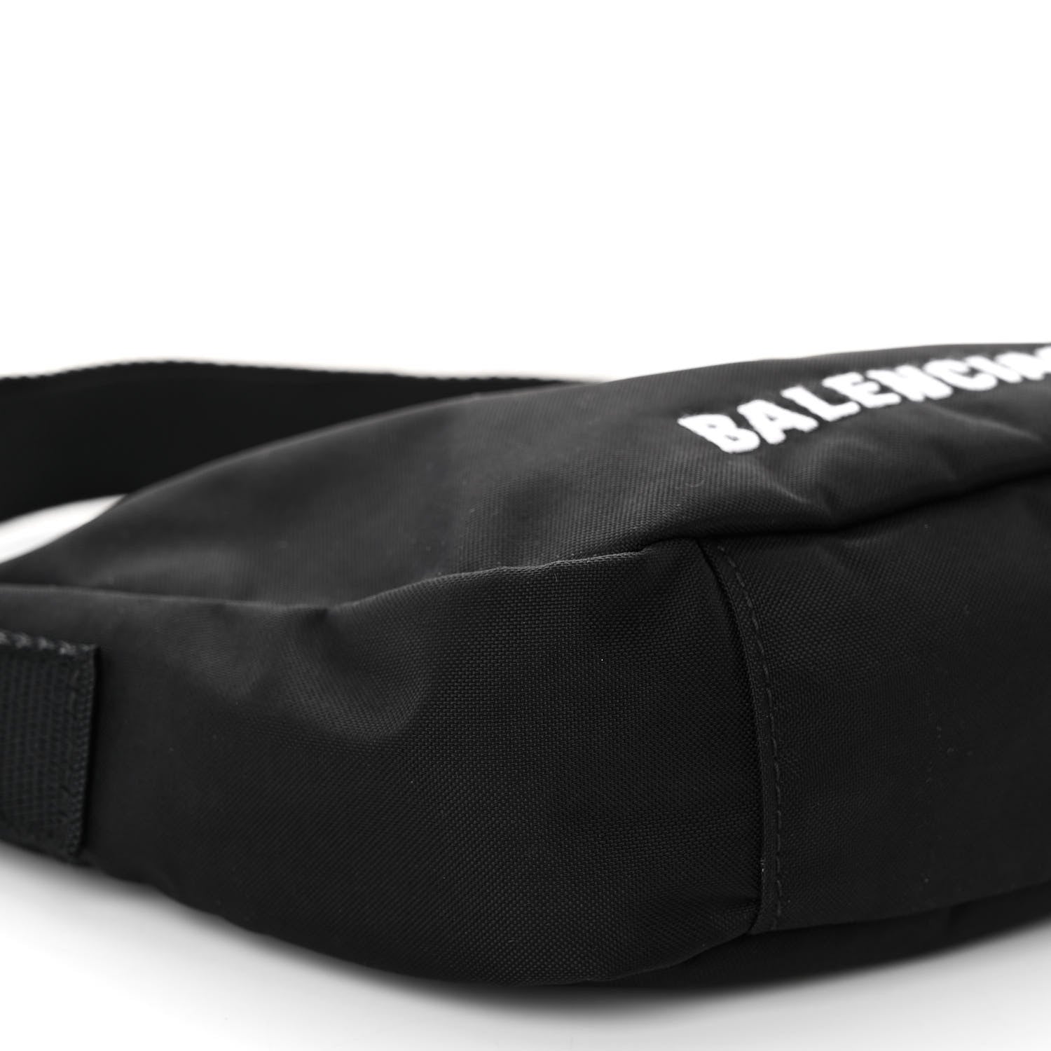 Balenciaga Recycled Sport Nylon Logo Embroidered Wheel Sling Bag Black White 8 of 9