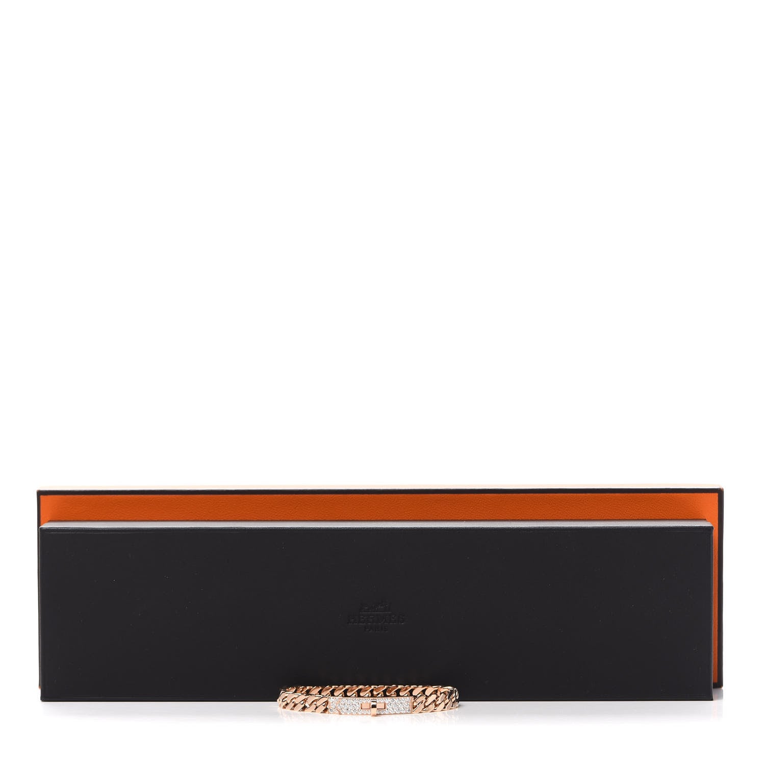 Hermes 18K Rose Gold Diamond PM Kelly Gourmette Bracelet SH 6 of 6