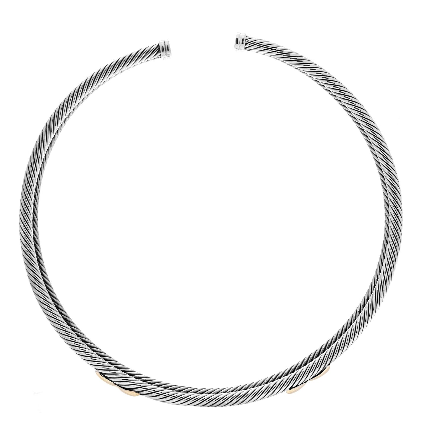 Sterling Silver 14K Yellow Gold Double X Station Collar Necklace