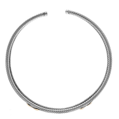 David Yurman Sterling Silver 14K Yellow Gold Double X Station Collar Necklace 3 of 4