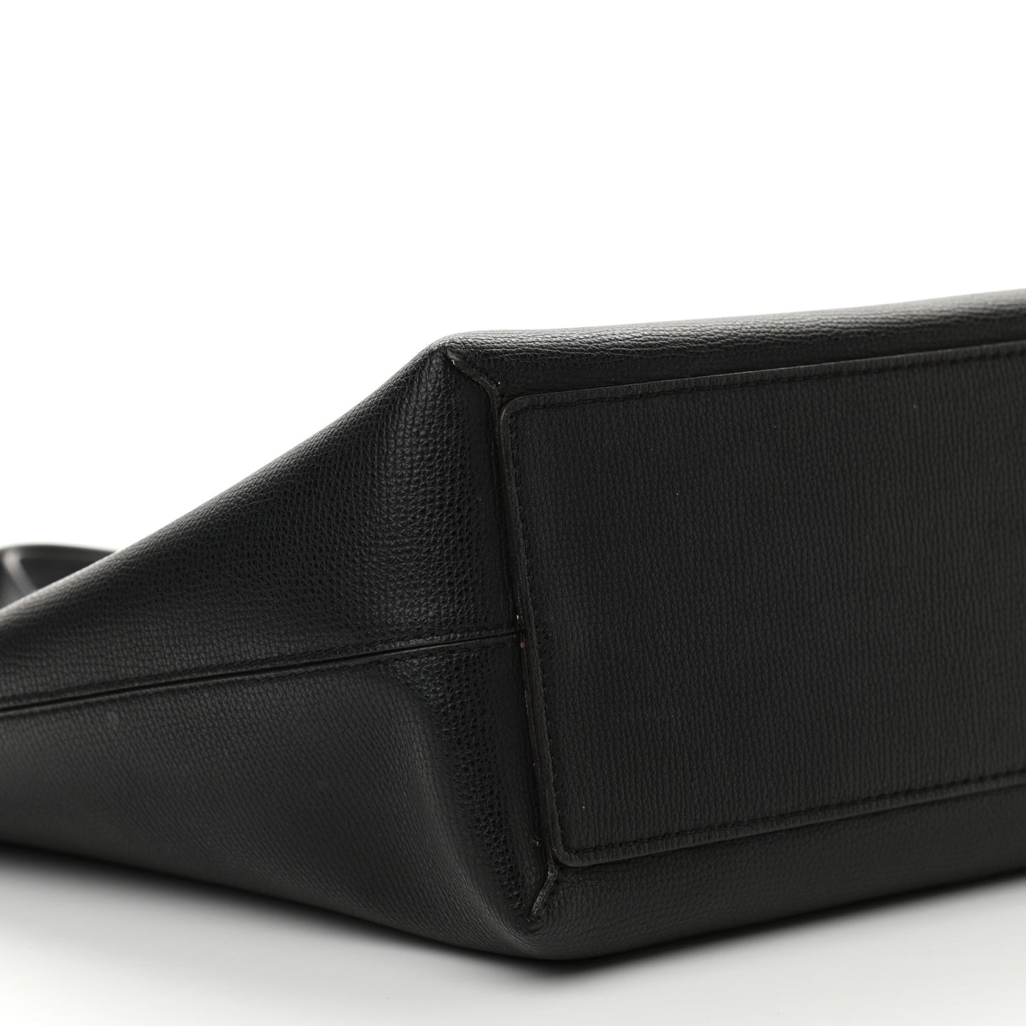 Grainy Calfskin Haymarket Check Medium Reversible Tote Black