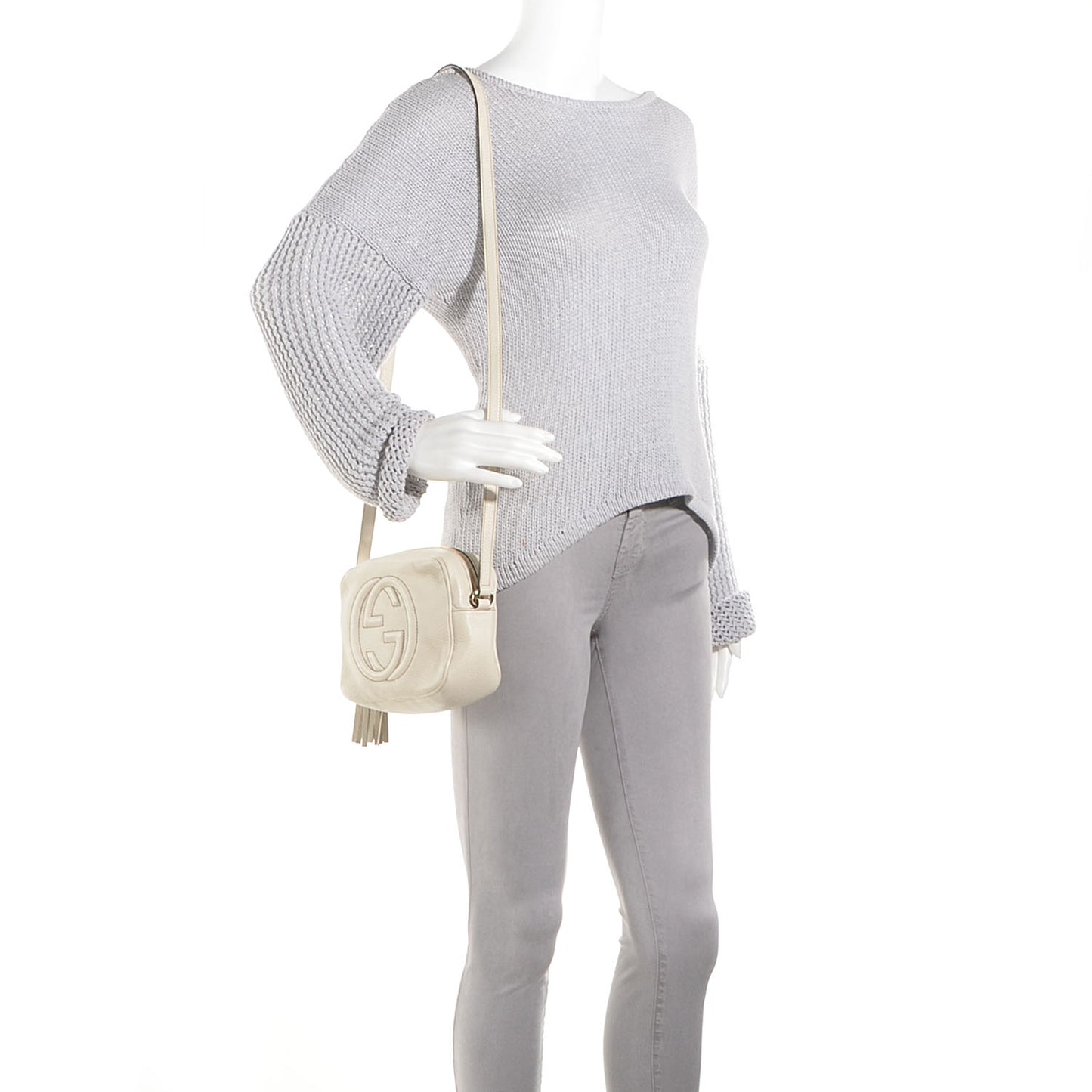 Pebbled Calfskin Small Soho Disco Bag Off White