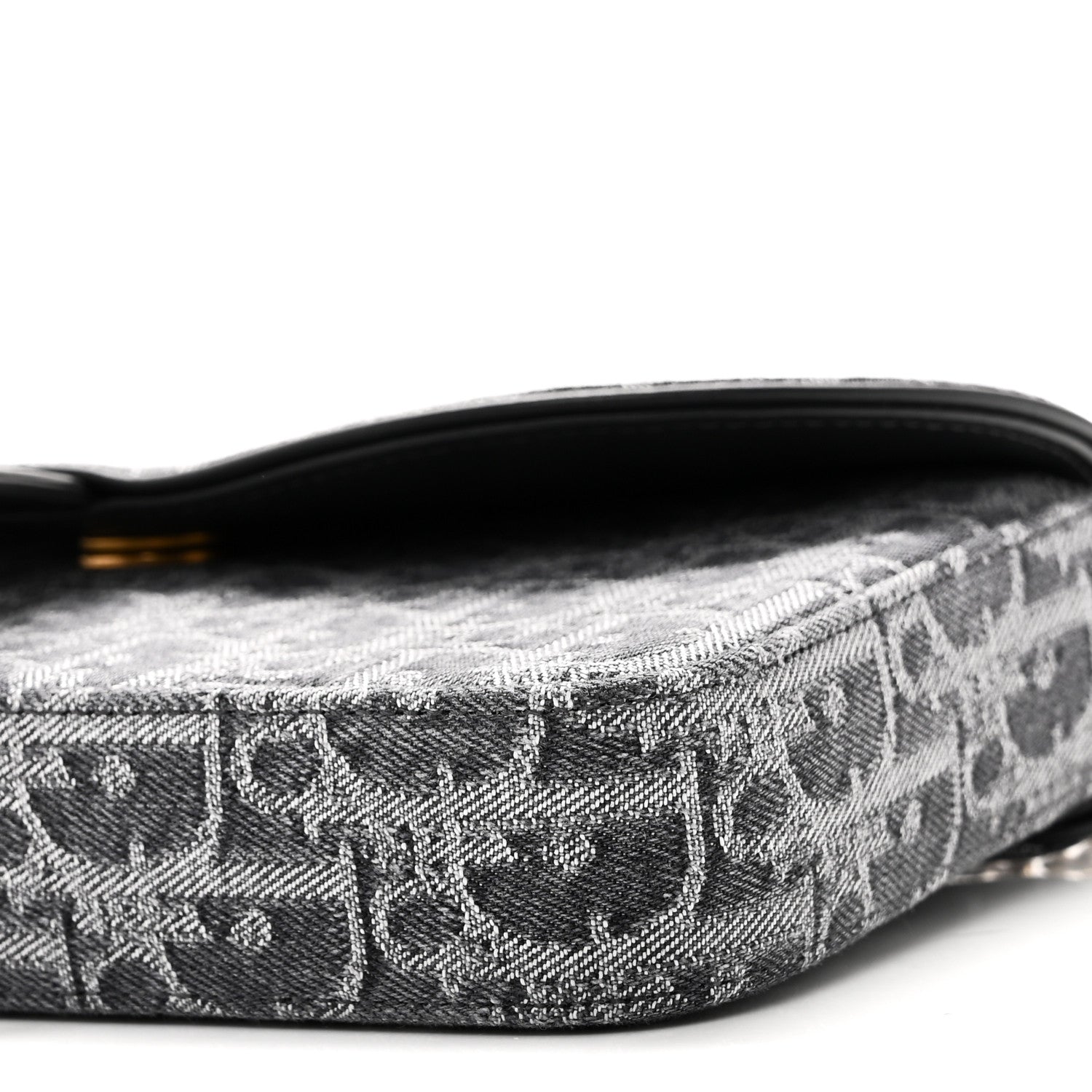 Christian Dior Oblique Denim Small Saddle Pouch with Chain Grey 10 of 10