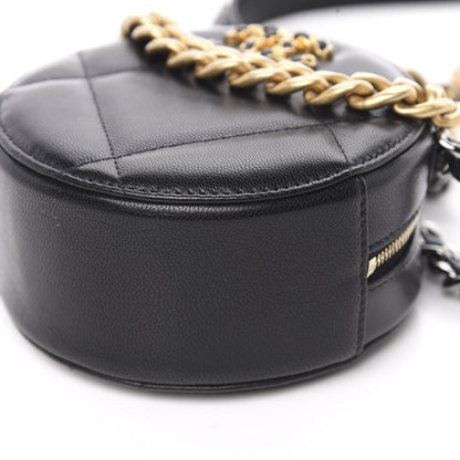 Chanel Shiny Goatskin Quilted 19 Round Clutch With Chain Black 10 of 11