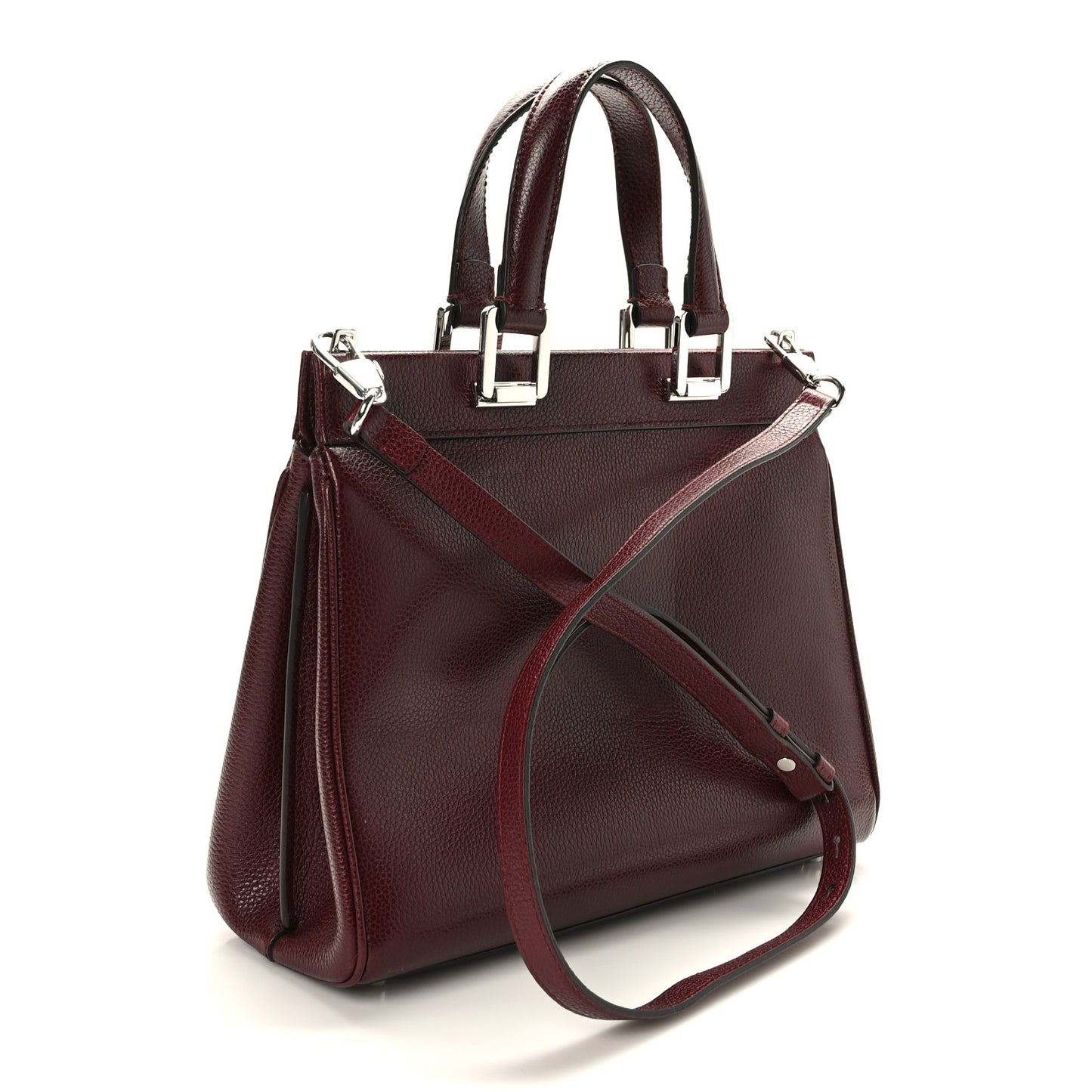 Grainy Calfskin Small Zumi Top Handle Bag Vintage Bordeaux