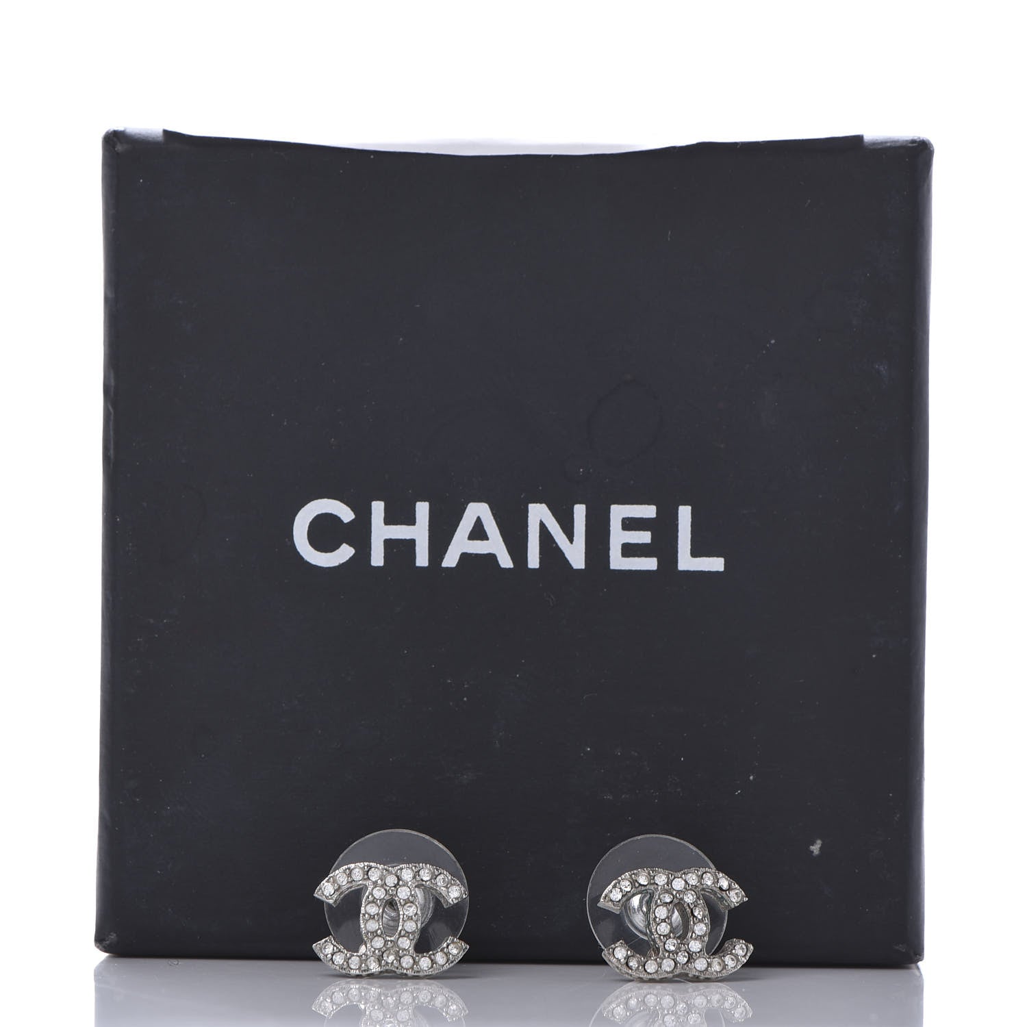 Chanel Crystal Mini Timeless CC Earrings Silver 10 of 10