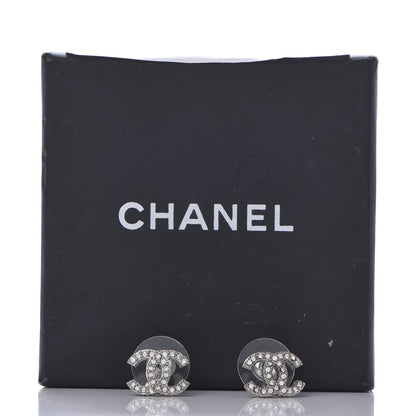 Chanel Crystal Mini Timeless CC Earrings Silver 10 of 10