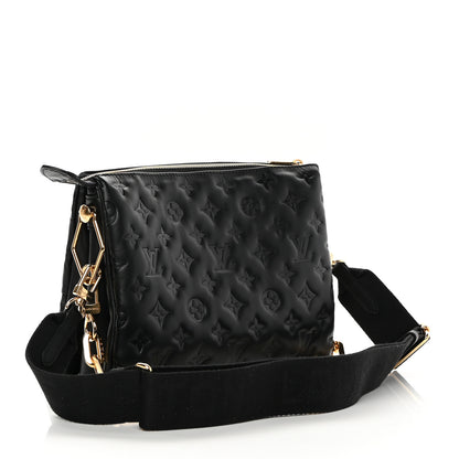 Louis Vuitton Lambskin Embossed Monogram Coussin PM Black 3 of 11