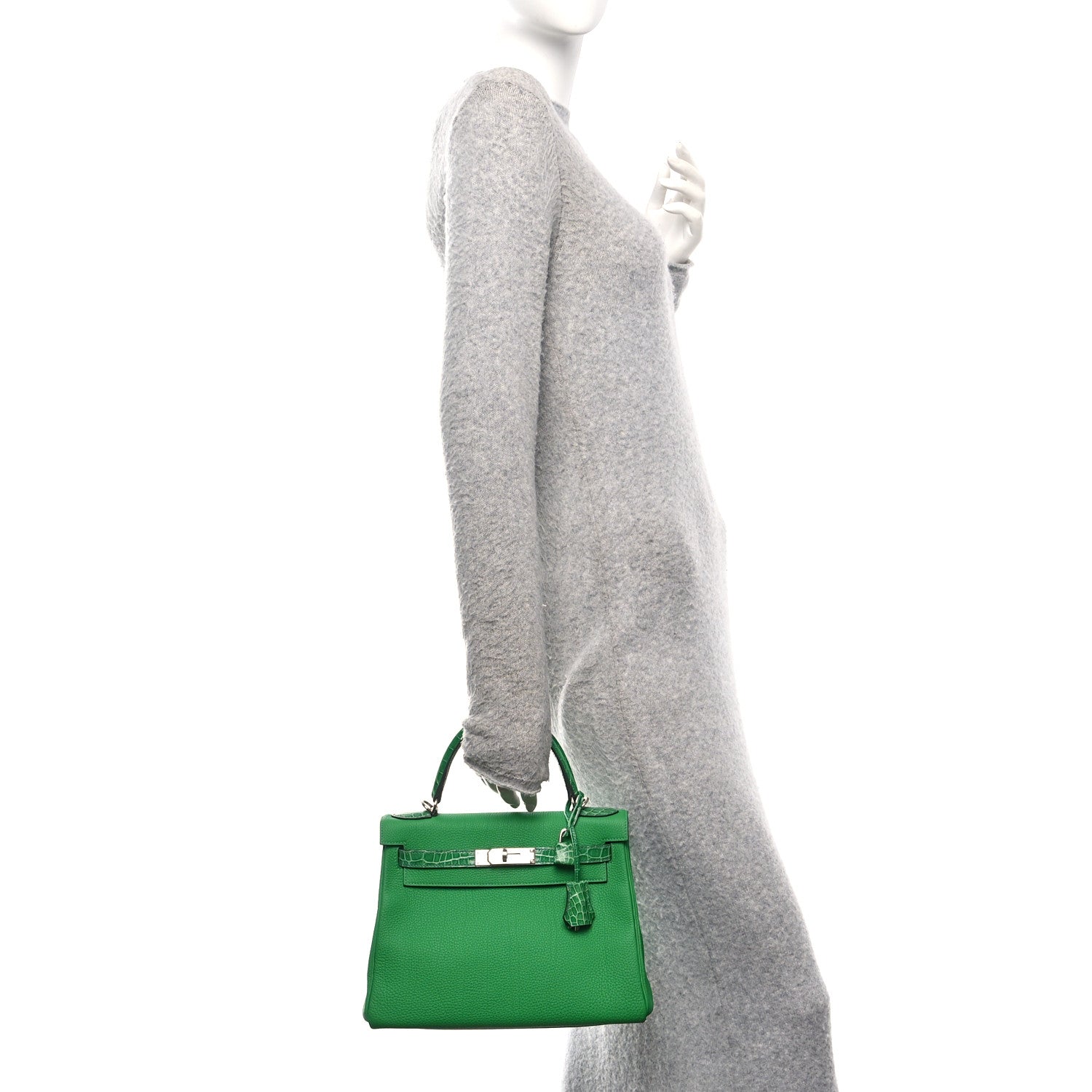 Hermes Togo Shiny Niloticus Crocodile Kelly Retourne Touch 28 Bambou 2 of 12
