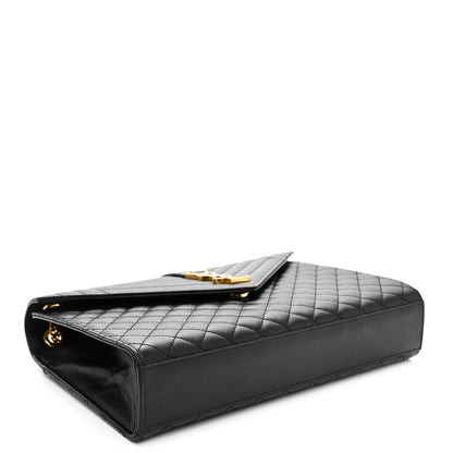 Saint Laurent Grain De Poudre Textured Mixed Matelasse Large Triquilt Monogram Satchel Black 4 of 10