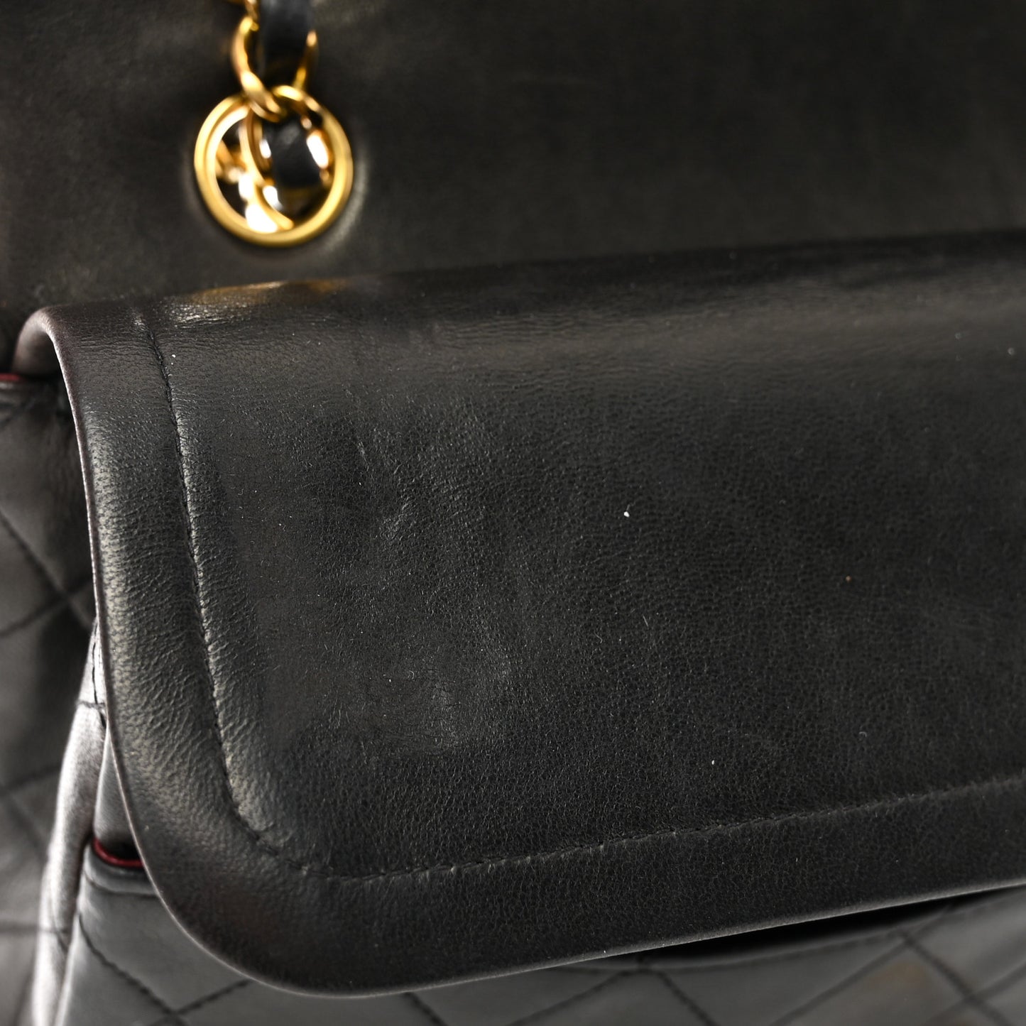 Lambskin Quilted Medium Double Flap Black