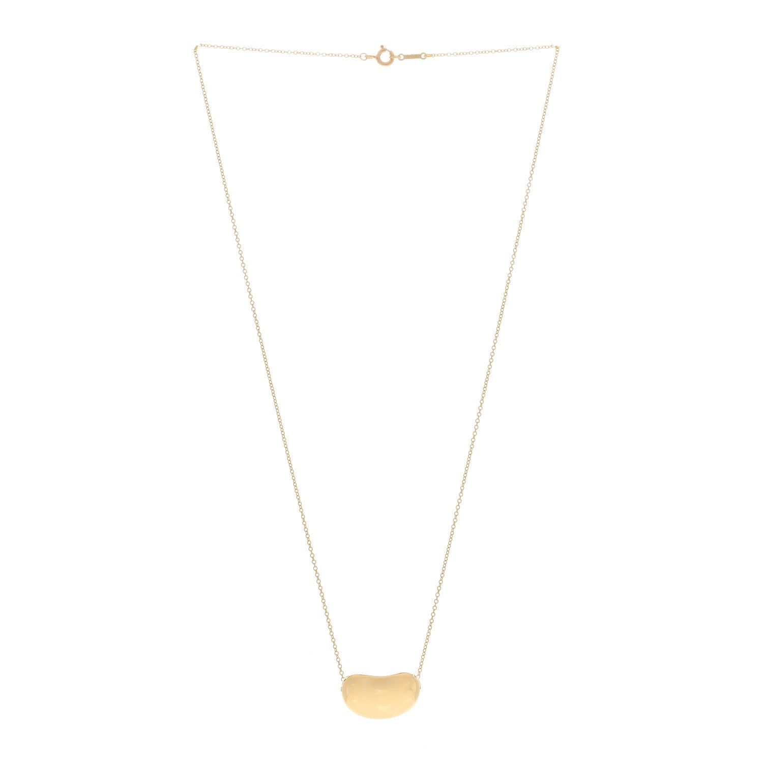 Tiffany 18K Yellow Gold 20mm Elsa Peretti Bean Pendant Necklace 2 of 4
