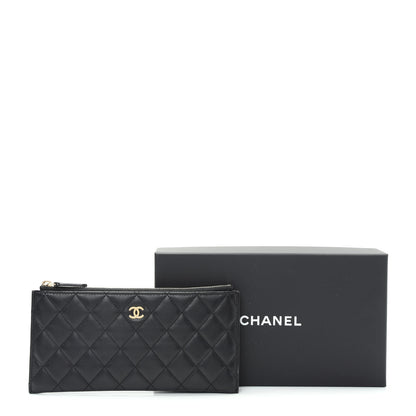 Chanel Lambskin Quilted Zip Pouch Black 9 of 9