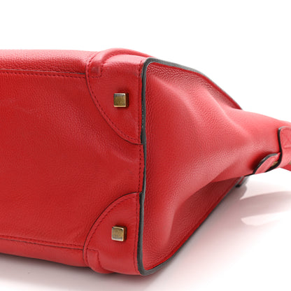 Celine Drummed Calfskin Mini Luggage Coquelicot 10 of 19