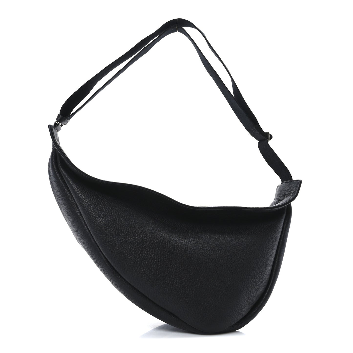 Grained Calfskin Large Slouchy Banana Bag Black
