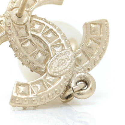 Chanel Crystal Pearl CC Drop Earrings Gold 4 of 5