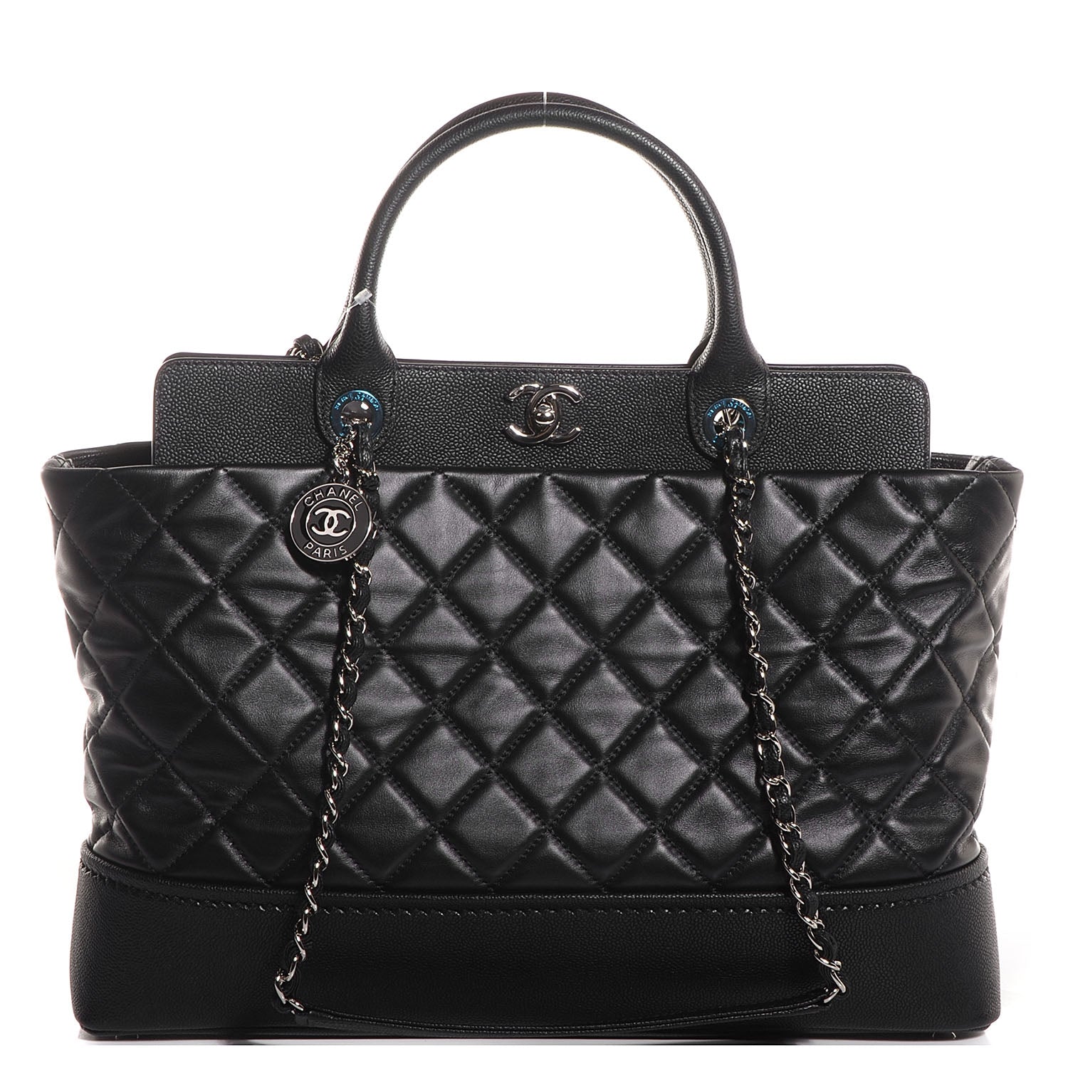 Chanel Lambskin Caviar Quilted Bi Coco Large Shopper Tote Black 1 of 9