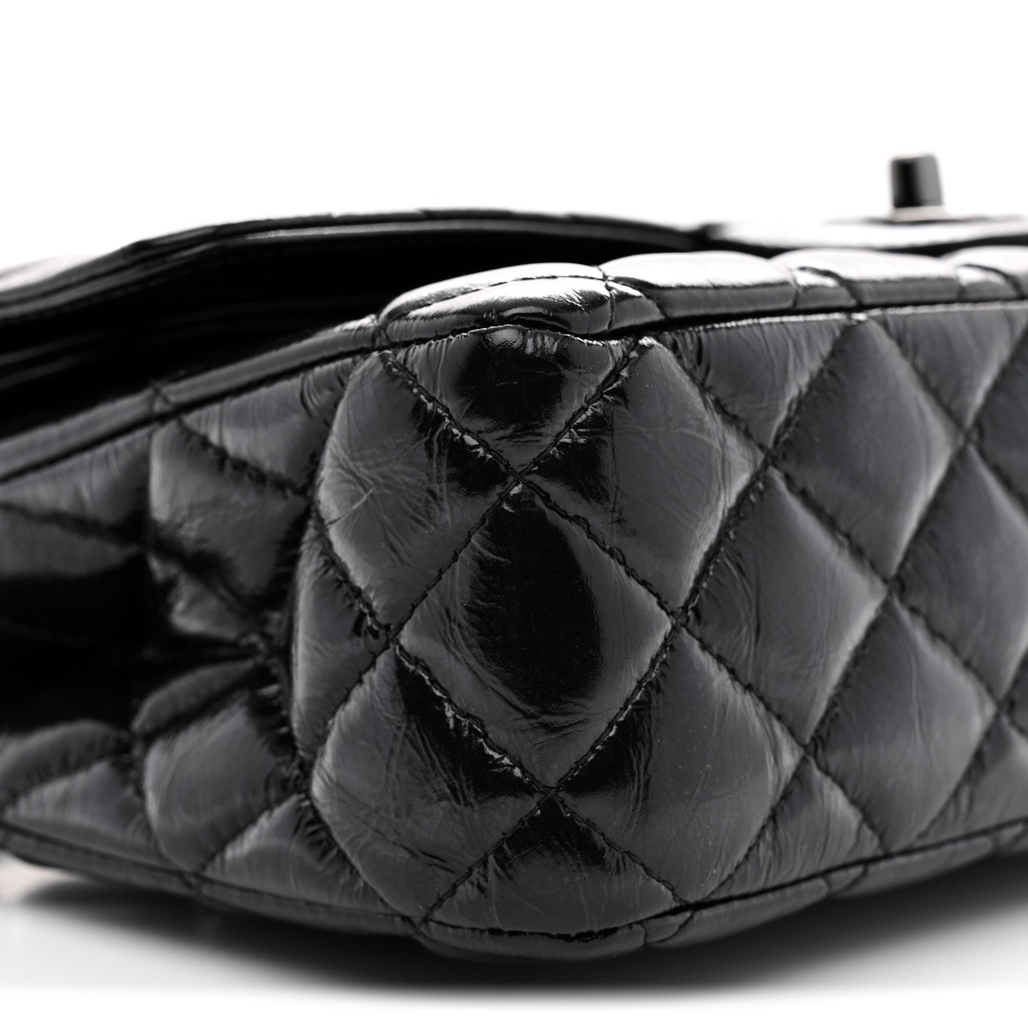 Chanel Shiny Crumpled Calfskin Quilted Medium Double Flap So Black 9 of 11