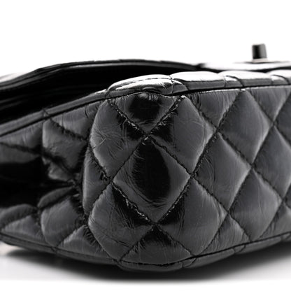 Chanel Shiny Crumpled Calfskin Quilted Medium Double Flap So Black 9 of 11