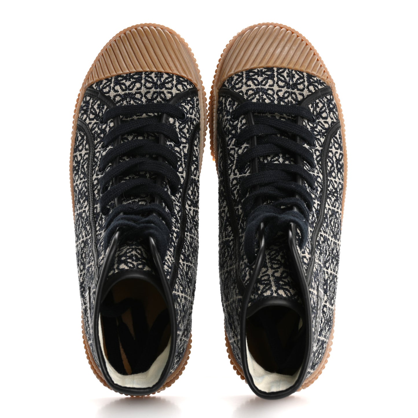 Jacquard Anagram Calfskin High Top Sneakers 41 Navy