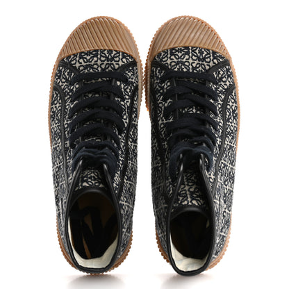 Loewe Jacquard Anagram Calfskin High Top Sneakers 41 Navy 2 of 10