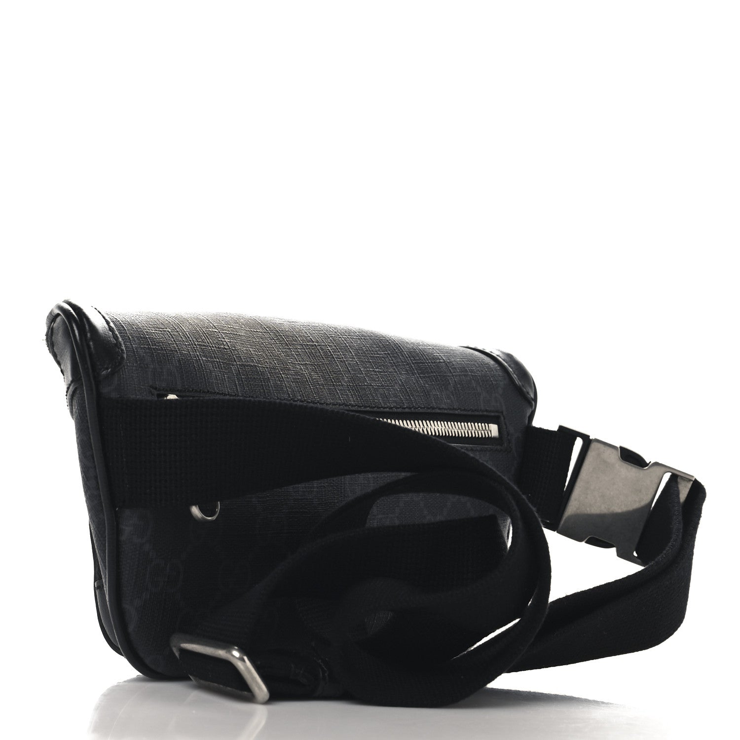 Gucci GG Supreme Monogram Textured Calfskin Retro Interlocking G Belt Bag Black 3 of 11