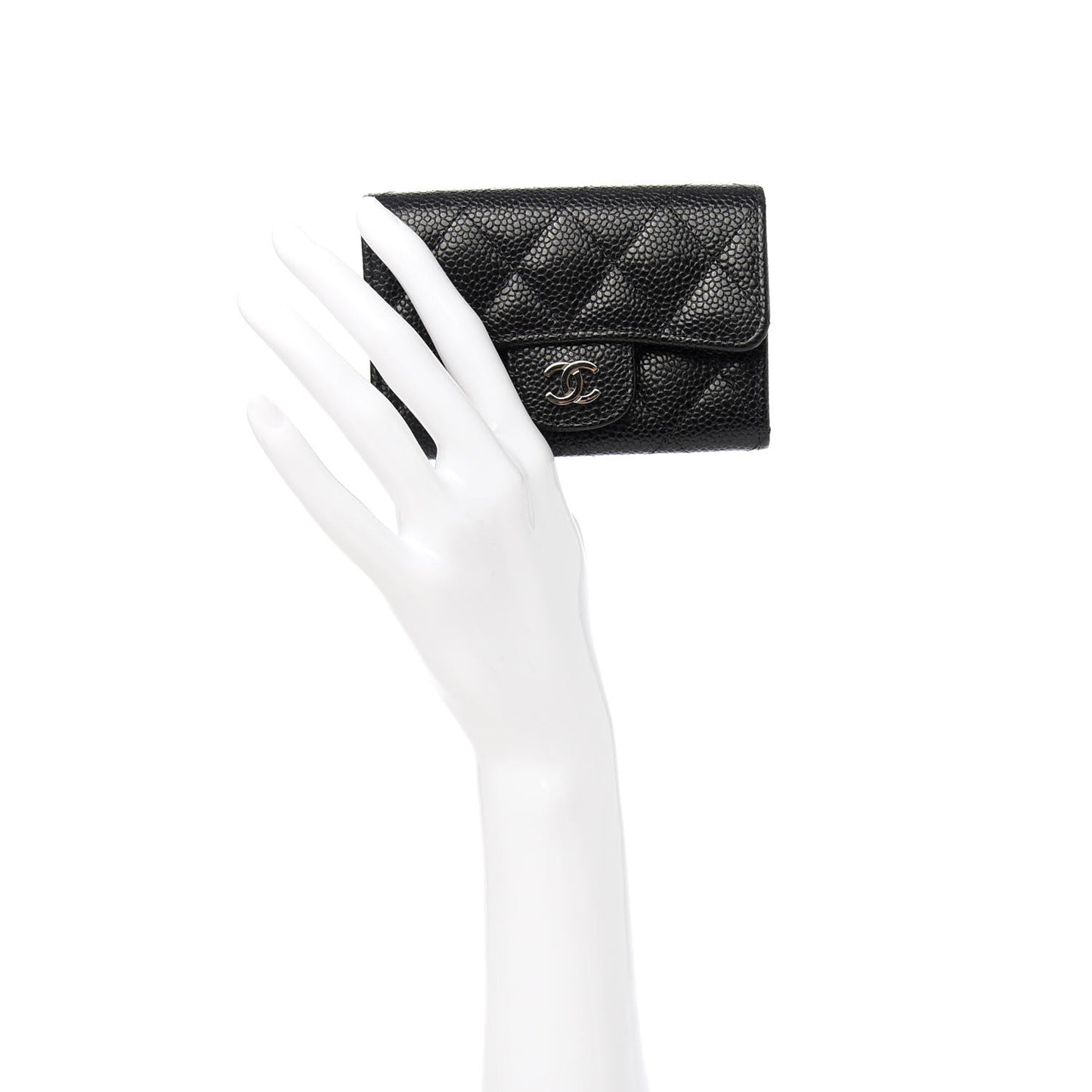 Caviar Quilted Flap Card Holder Black