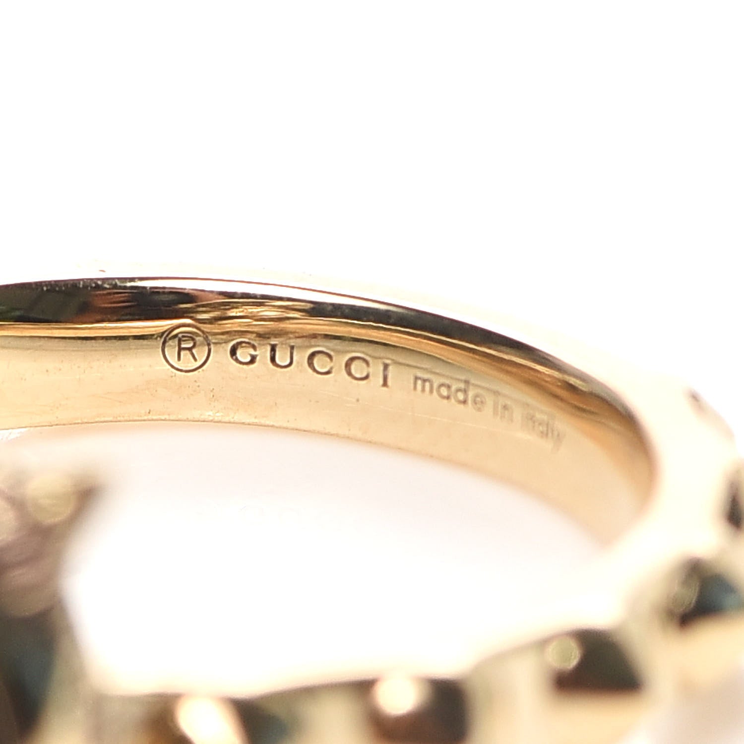 Gucci 18K Yellow Gold Onyx Diamond Le Marché Des Merveilles Feline Ring 49 4.75 6 of 6