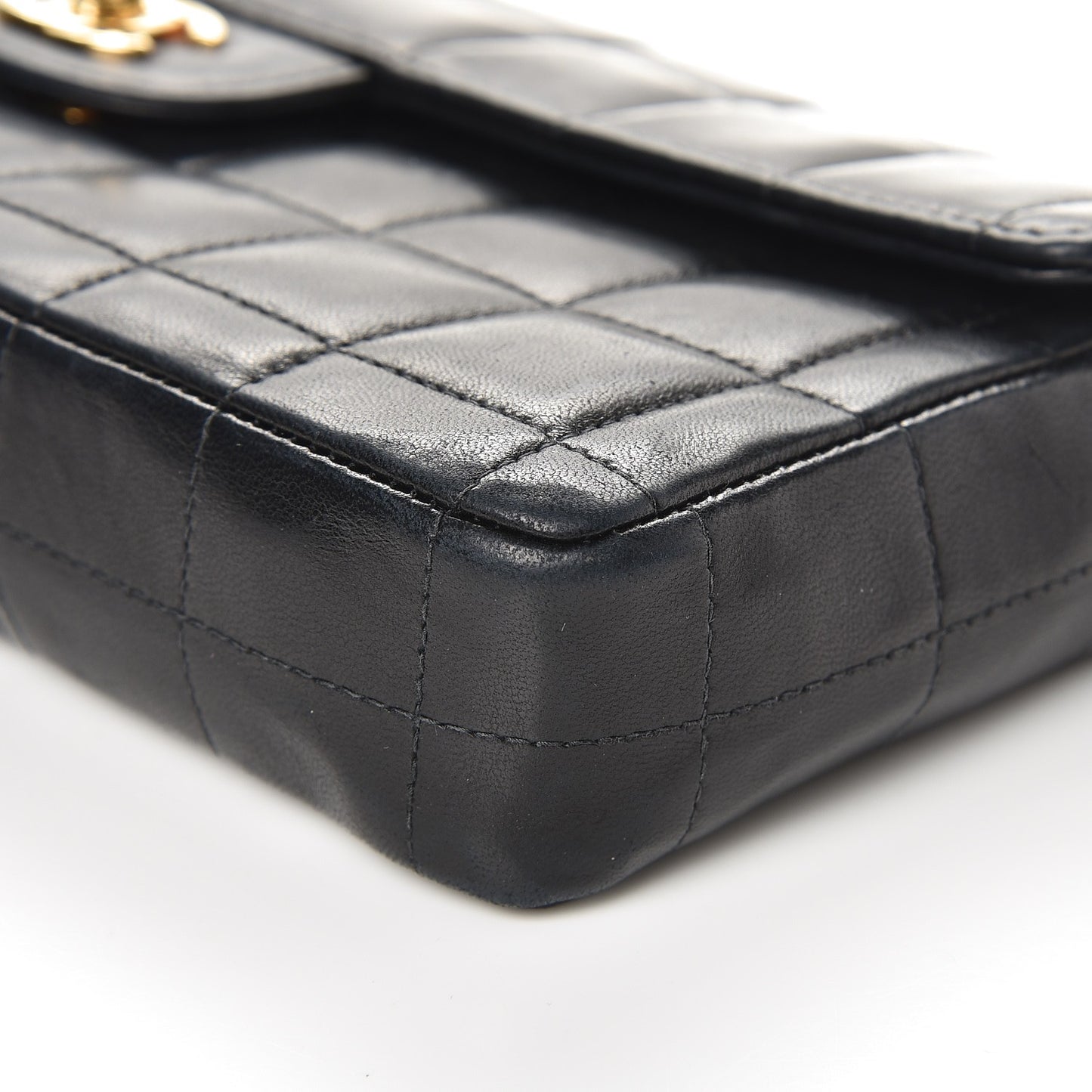 Lambskin East West Chocolate Bar Flap Black