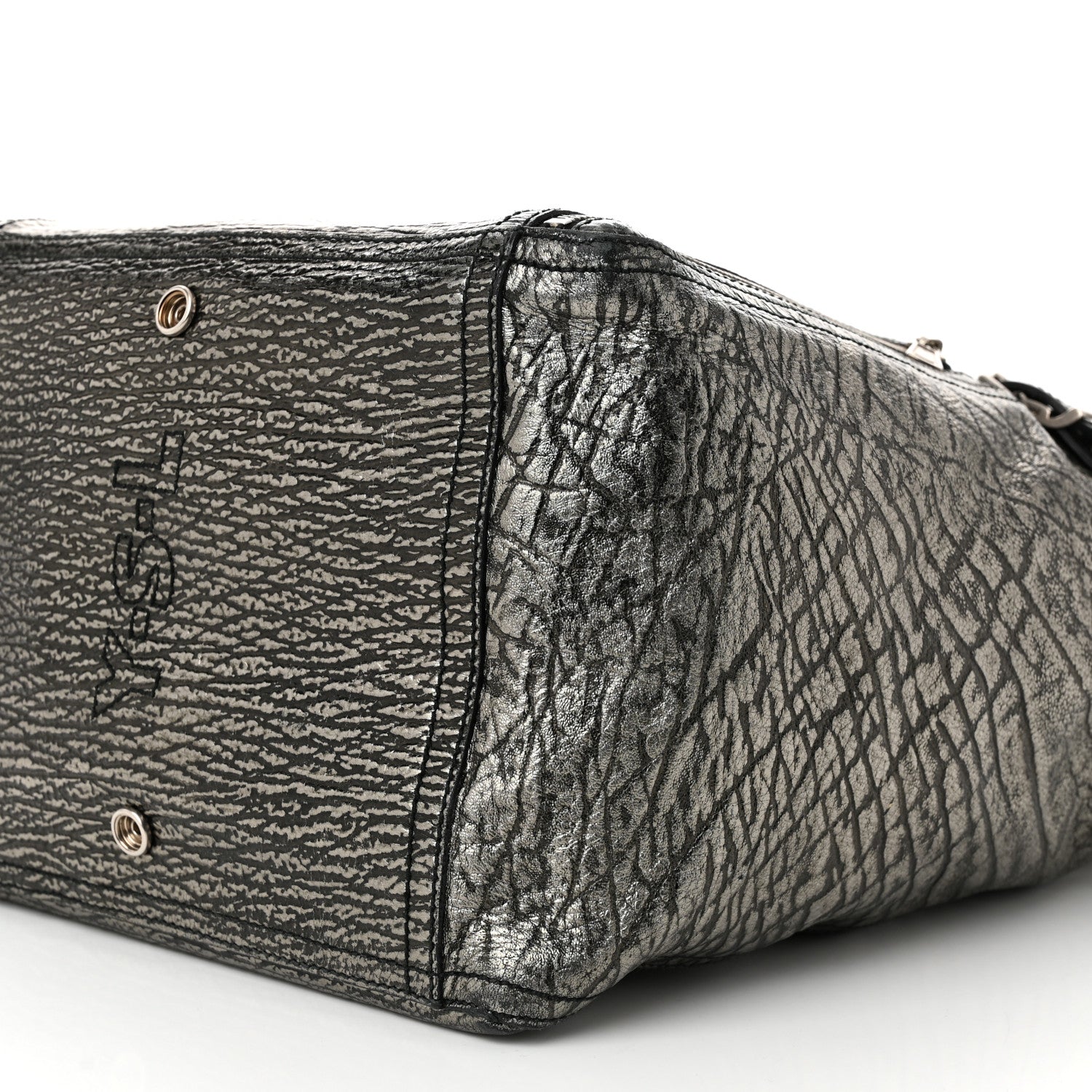 Saint Laurent Metallic Embossed Large Downtown Tote Black 10 of 11