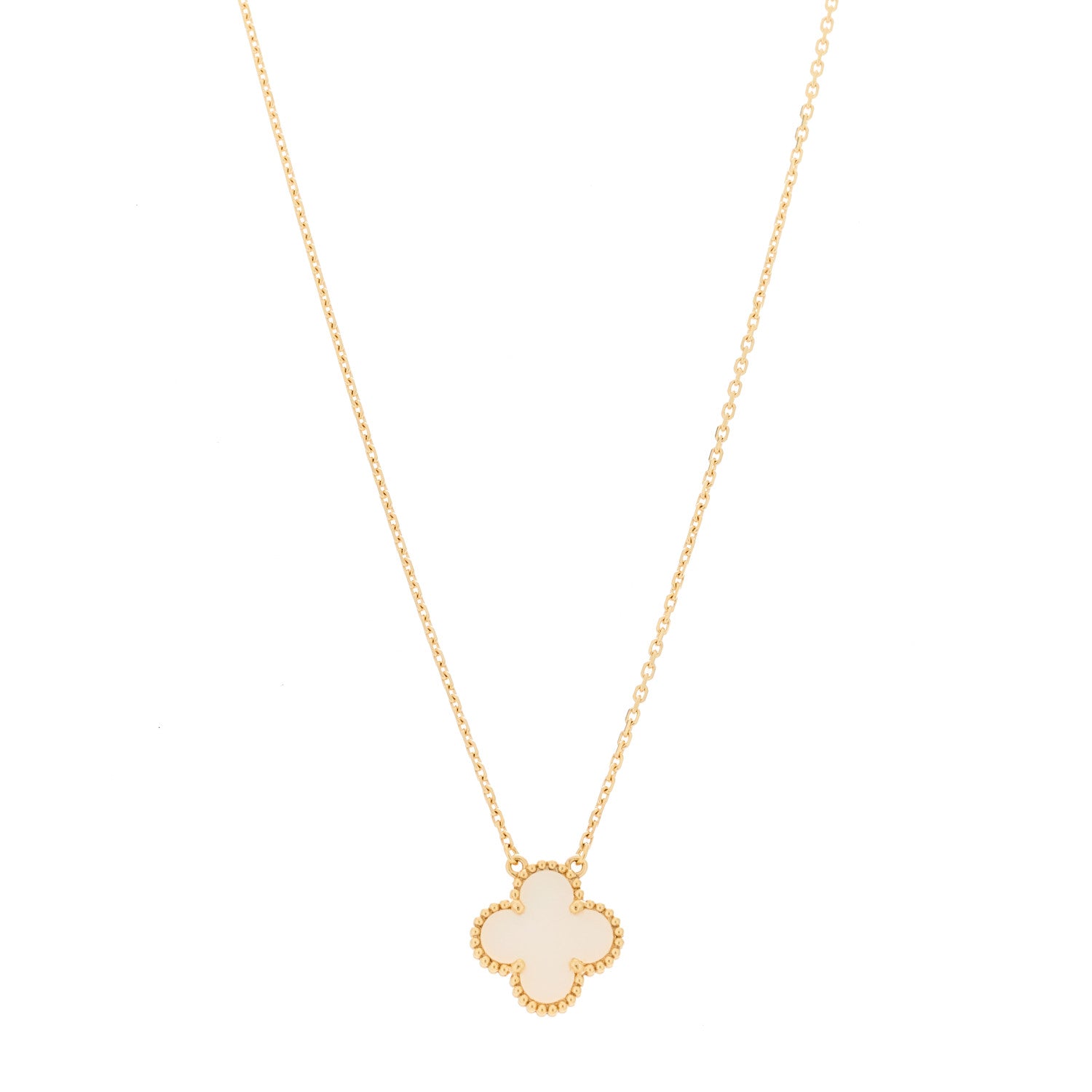 Van Cleef & Arpels 18K Yellow Gold Mother of Pearl Vintage Alhambra Pendant Necklace 1 of 6