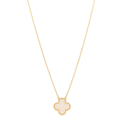 Van Cleef & Arpels 18K Yellow Gold Mother of Pearl Vintage Alhambra Pendant Necklace 1 of 6